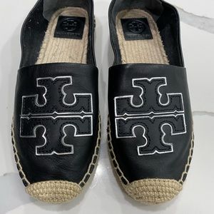 Tory Burch leather espadrilles black size 7